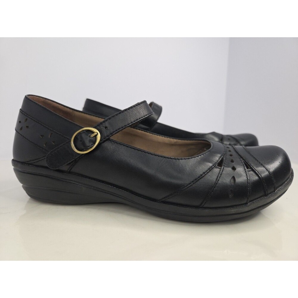 Dansko Women's Black Leather MaryJane Slight Heel Wedge Sz 40 Comfort Shoe NWOB